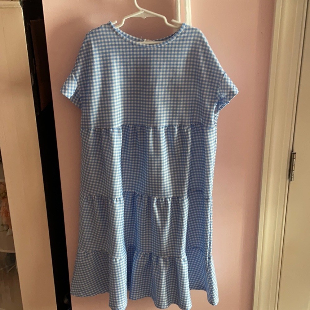 Light blue Gingham tired dress